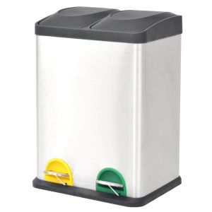 vidaXL cubo de reciclaje y basura con pedal acero inoxidable 36 l