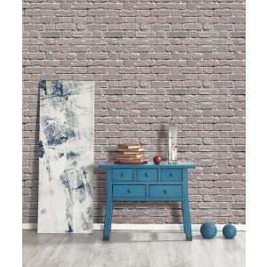 Papel pintado texturizado tnt pared de ladrillos efecto metálico cobre