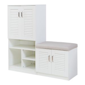 Mueble zapatero løten para 17 pares 120x120x37 cm - blanco [en.casa]