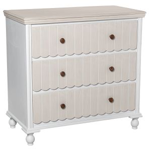 Comoda madera con 3 cajones blanco, crema, dm y pino