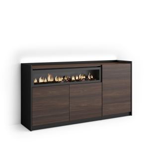 Aparador para salón, 156x37x80cm, chimenea eléctrica, LED rf4920