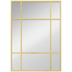 Espejo de pared 50x2x70 cm vidrio, metal color amarillo Homcom