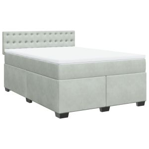 vidaXL cama box spring con colchón terciopelo gris claro 140x190 cm