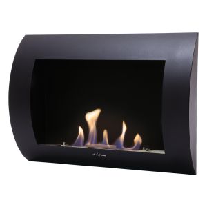 Chimenea de etanol mural con panel frontal curvado negro