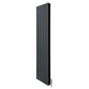 Radiador panel plano y válvulas cromadas - 1800 mm x 395 mm - gris