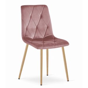 Silla valora tyra de terciopelo rosa con patas de madera