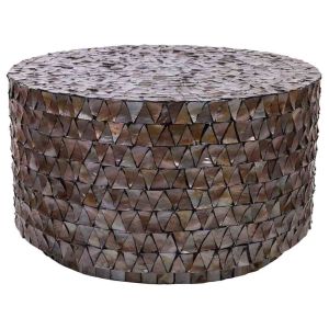 Mesa de centro de madera y madreperla marrón d77x43/5h cm