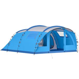 Tienda de campaña 505x390x196 cm poliéster, tela oxford color azul Outsunny