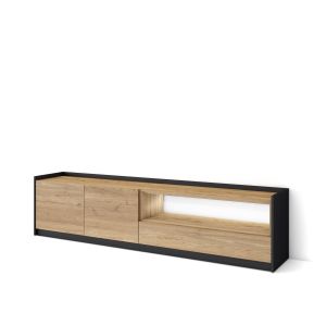 Mueble tv, 207x37x50cm, roble y negro, LED rf4849
