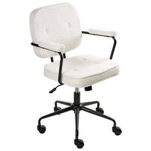 Silla de escritorio pawnee bouclé blanco crema