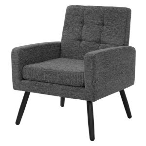 Sillón relax para salón de lectura, acero y tejido trenzado antracita