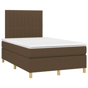 vidaXL cama box spring con colchón tela marrón oscuro 120x190 cm