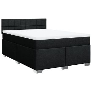 vidaXL cama box spring con colchón tela negro 160x200 cm