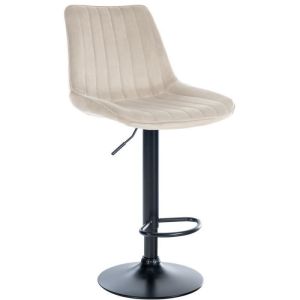Taburete de bar ajustable - terciopelo crema-negro