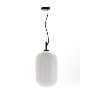 Lámpara techo vidrio soplado blanco mate cable tensor