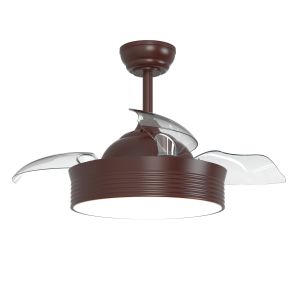 Ventilador de techo motor DC DC 89cm LED 24W 3CCT Palas Rectráctiles Marrón