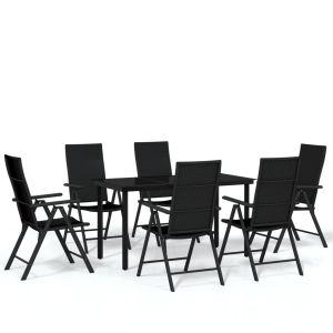 vidaXL juego de comedor para jardín 7 piezas negro
