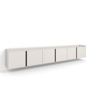 Mueble tv, 309x35x50cm, beige, colgado, suspendido rf4559