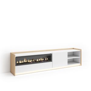 Mueble tv, 207x37x50cm, chimenea eléctrica, LED rf4880