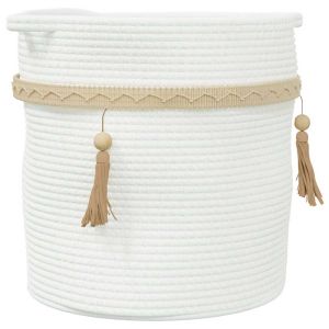 vidaXL cesta de almacenaje aLGodón blanco ø38x36 cm