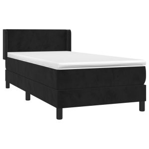 vidaXL cama box spring con colchón terciopelo negro 90x200 cm