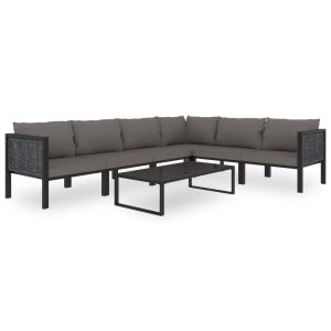 vidaXL mueblesde jardín 7 pzas y cojines ratán sintético antracita
