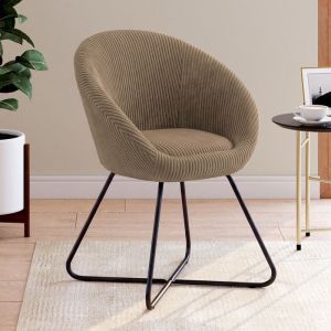 Sillón redondo de terciopelo taupe - 55x55x76 cm