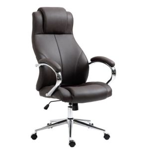 Silla de oficina con ruedas - cuero marrón - 1 ud