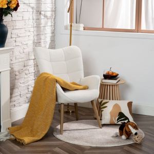 Meubles cosy - sillón escandinavo - bordado blanco - 62x72x91 cm