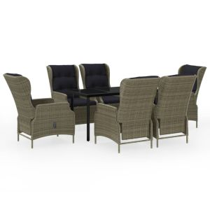 vidaXL juego de comedor de jardín 7 piezas marrón