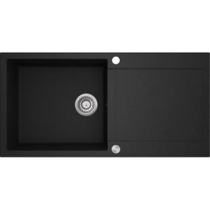 Gurari fregadero empotrado en granito negro, sifón incluido, 1000 x 500 mm