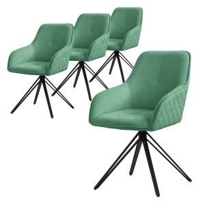 4x silla de comedor giratoria verde tela tejida asiento ergonómico