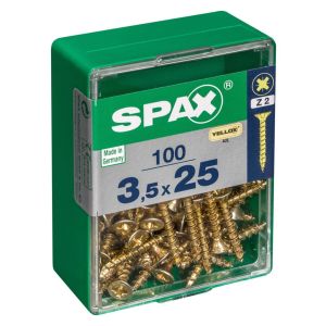 Caja 100 unid. Tornillo madera spax cabeza plana yellox 3,5x25mm