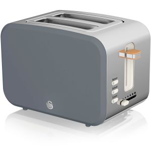 Nordic tostadora pan ranura ancha 2 rebanadas swan st14610gryneu gris 900w