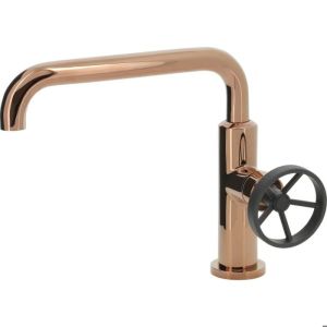 Mezclador de lavabo de estilo industrial tratamiento pvd oro rosa thermador