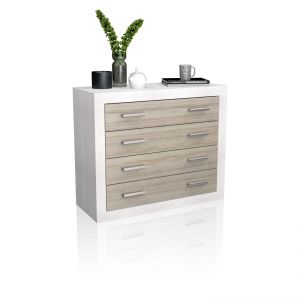 Cómoda chifonier amplia de 4 cajones 98x81,5 cm kira andersen pino - gris