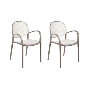 Conjunto de 2 sillas de jardín povoletto material sintético marrón claro