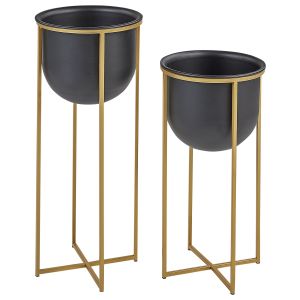 Conjunto de 2 macetas con patas thuja 21 cm metal negro