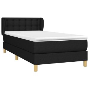 vidaXL cama box spring con colchón tela negro 90x200 cm