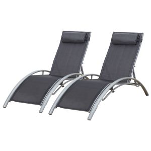 Pack de 2 tumbonas galapagos en textileno gris aluminio gris