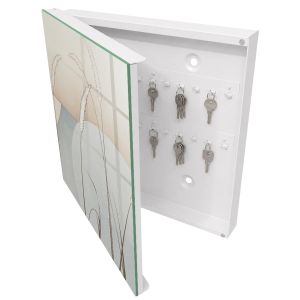 Armario para llaves decorativo 30x30x5, apertura izquierda blanca