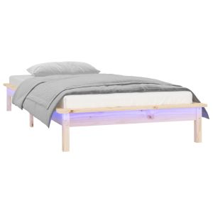 vidaXL estructura de cama LED sin colchón madera maciza 90x200 cm