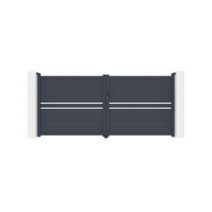 Puerta abatible 3,5m cimone al.160cm aluminio + 2 postes 15x15cm al.190cm