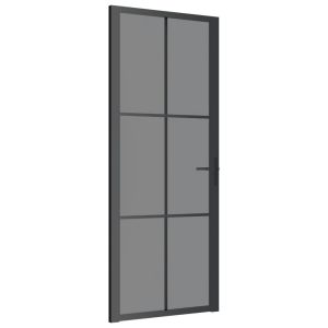 vidaXL puerta interior vidrio egs y aluminio negro 83x201,5 cm