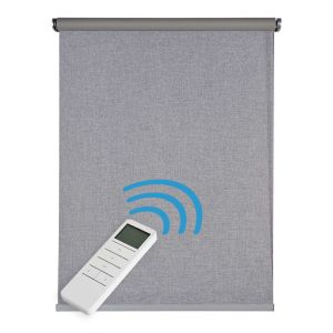 Estor motorizado enrollable opaco blackout premium gris plata 100x250 cm