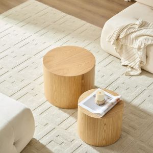 Mesas de centro nido set de 2 mdf natural 38x48 y 32x38cm