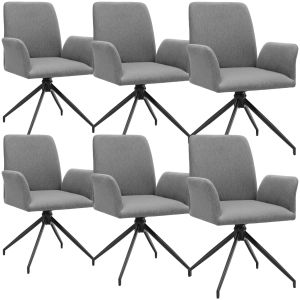 Juego de 6 sillas giratorias 360º acolchadas, 55,5x58x87 cm, antracita
