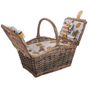 Cesta de picnic 2 servicios marrón 40x28x20/25/38h cm