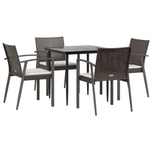 vidaXL juego comedor jardín 5 piezas y cojines ratán sintético y acero