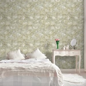 Papel pintado tnt textura pintada efecto hojas botanical verde